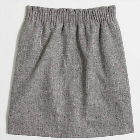J CREW Gray Wool Woven Tweed Pull On Sidewalk Market Skirt sz 0 - Picture 2 of 9
